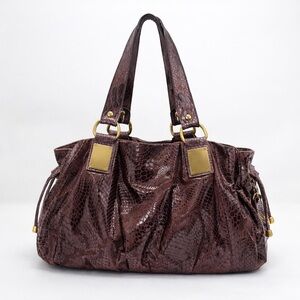 FAR NINE Faux Snakeskin Shoulder Drawstring Hobo Bag